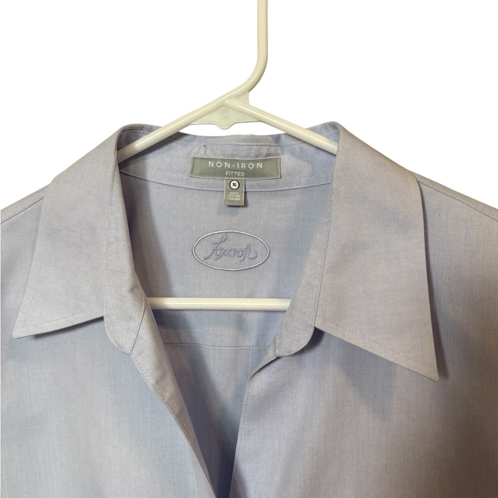 Foxcroft Non-Iron Blouse Light Blue 16 Cotton NWT - Picture 5 of 9